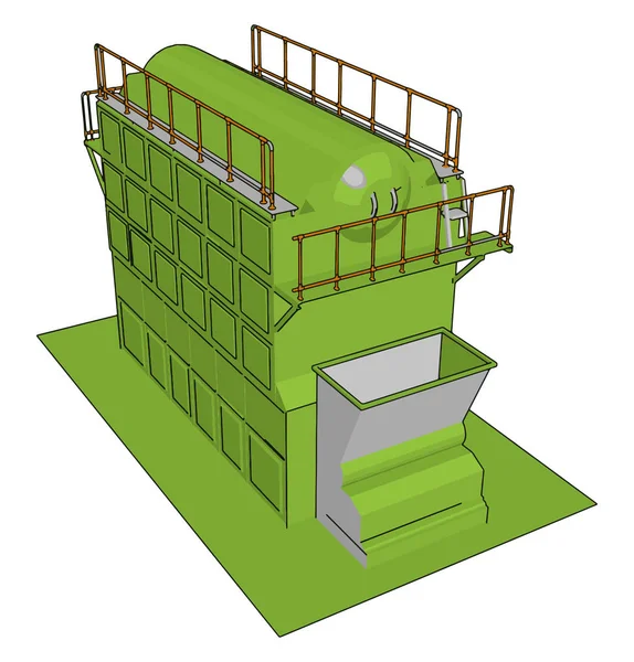 Beyaz baclground üzerinde yeşil endüstriyel çuval Packer vektör illüstrasyon