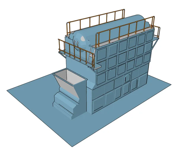 Beyaz baclground üzerinde mavi endüstriyel çuval Packer vektör illüstrasyon