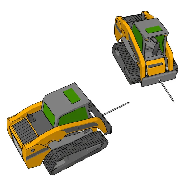 Green Yellow Bale Transportation Vehicles Vector Illustration White Background — Stock Vector