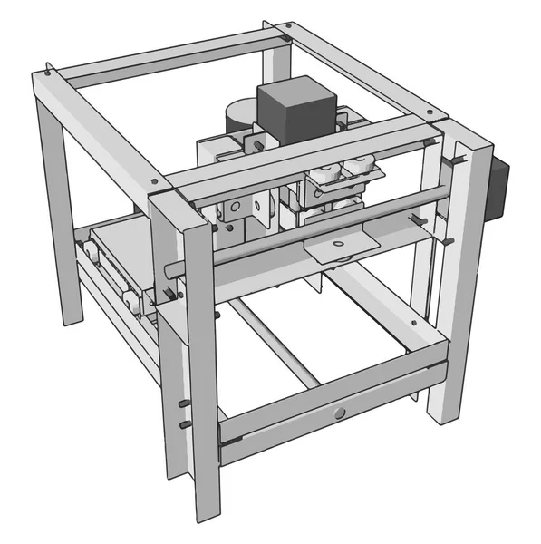 Ilustración Vectorial Una Máquina Cnc Sobre Fondo Blanco — Archivo Imágenes Vectoriales