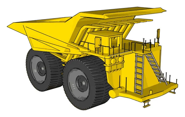Vector Illustration Yellow Dumper Truck White Background — Stock Vector