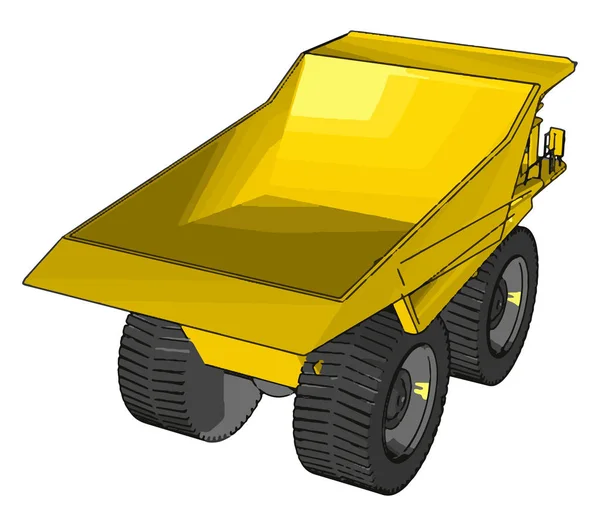 Vector Illustration Yellow Dumper Truck White Background — Stock Vector