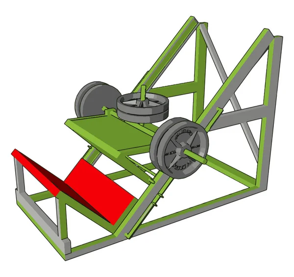 Vector Illustratie Van Een Rode Groene Gym Gewichtheffen Apparaat Een — Stockvector