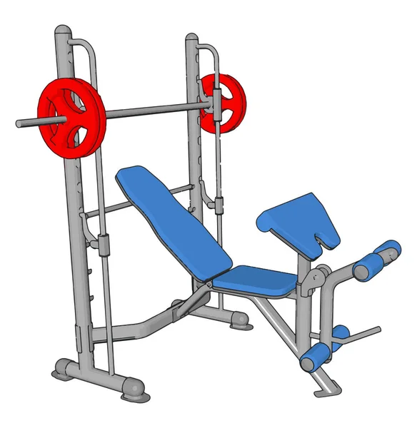 Vector Illustratie Van Een Blauwe Gym Gewichtheffen Achine Witte Achtergrond — Stockvector