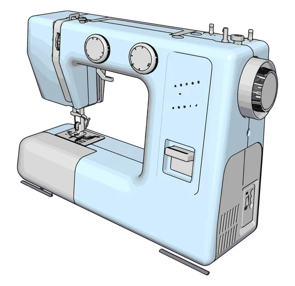 Simple Vector Illustration Light Blue Sewing Machine White Background — Stock Vector