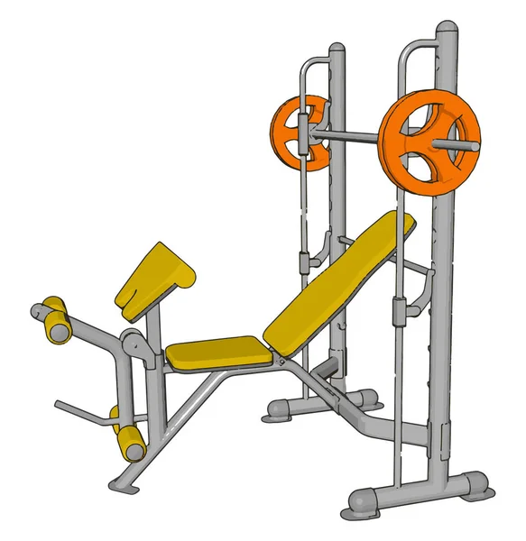 Vektor Illustration Gul Gym Vikt Lyft Anordning Vit Bakgrund — Stock vektor