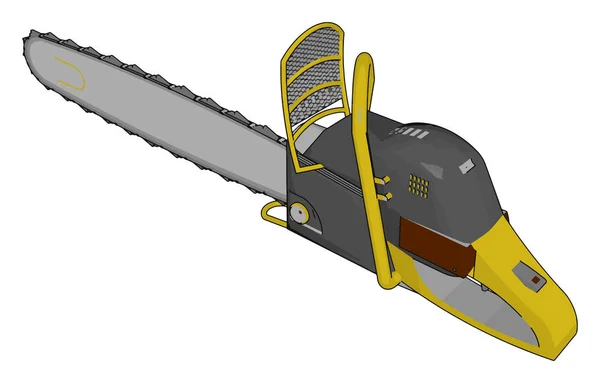 Vector Illustration Grey Yellow Chain Saw White Background — Stock Vector