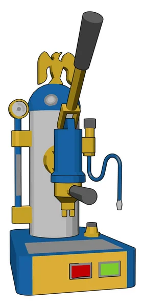 Vector Illustratie Van Een Blauw Geel Koffiezetapparaat Witte Achtergrond — Stockvector