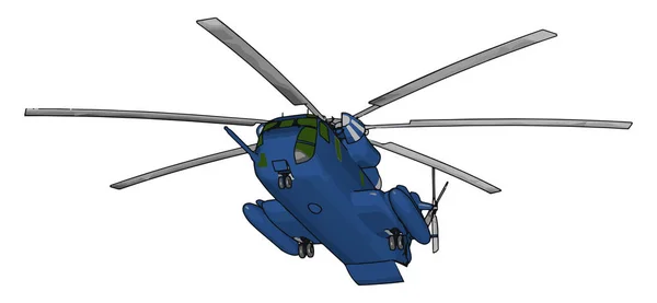 Vektor Illustration Vit Bakgrund Blå Militär Helikopter — Stock vektor