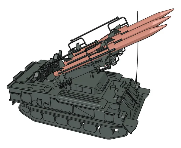 Vektor Illustration Vit Bakgrund Militär Missil Tank — Stock vektor