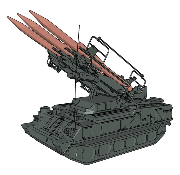 Illustration Vectorielle Sur Fond Blanc Char Missiles Militaire — Image vectorielle