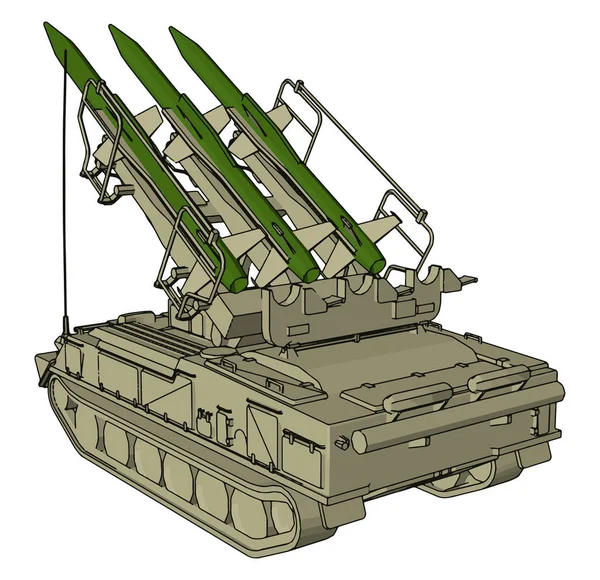 Ilustración Vectorial Sobre Fondo Blanco Tanque Misiles Militares — Vector de stock