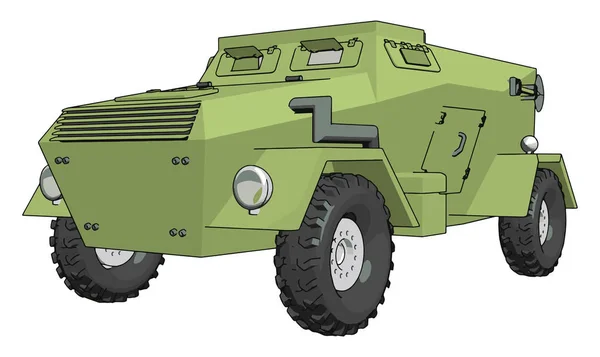 Vektor Illustration Vit Bakgrund Grön Bepansrade Militär Fordon — Stock vektor