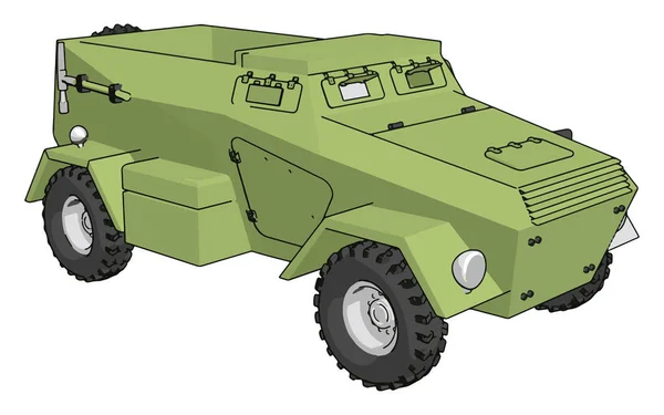 緑の装甲軍用車両の白い背景に3D ベクトルイラスト — ストックベクタ