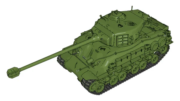 Vector Illustratie Witte Achtergrond Van Een Groene Militaire Tank — Stockvector