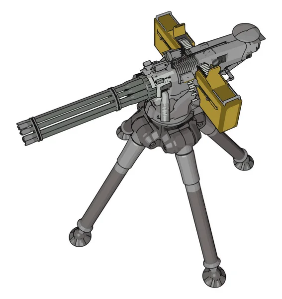 Векторная Иллюстрация Белом Фоне Военного Ракетного Пулемёта — стоковый вектор