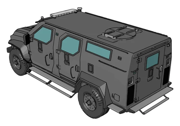 Vektor Illustration Auf Weißem Hintergrund Eines Grau Bewaffneten Militärfahrzeugs — Stockvektor