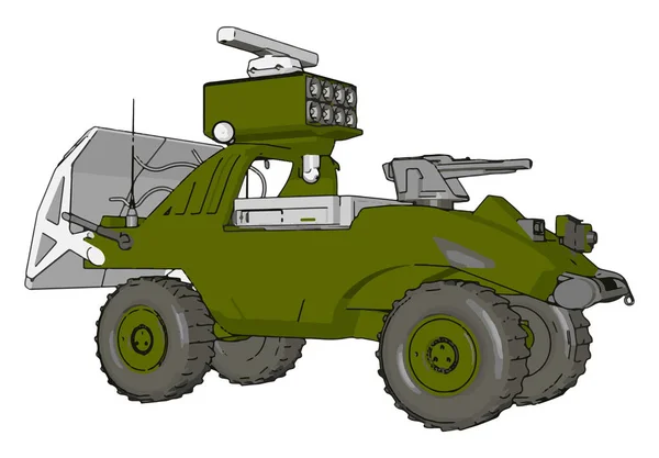 Vektor Illustration Vit Bakgrund Militär Missil Uppskjutnings Fordon — Stock vektor