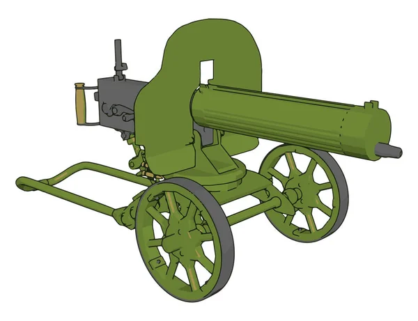 Vektor Illustration Vit Bakgrund Grön Militär Kanon — Stock vektor