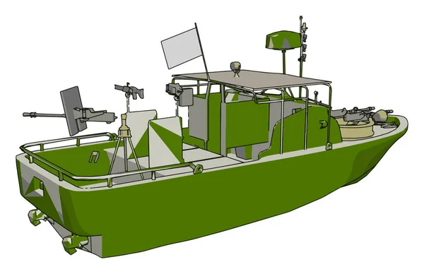 軍事沿岸警備隊のボートの白い背景に3D ベクトルイラスト — ストックベクタ