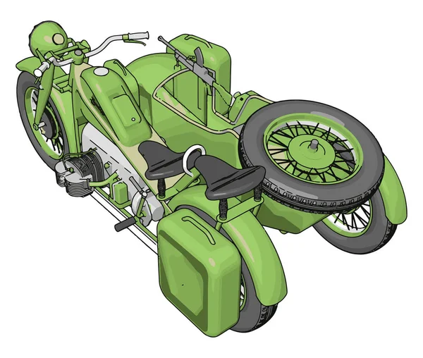 Vektor Illustration Auf Weißem Hintergrund Eines Militärmotorrads Mit Beiwagen — Stockvektor