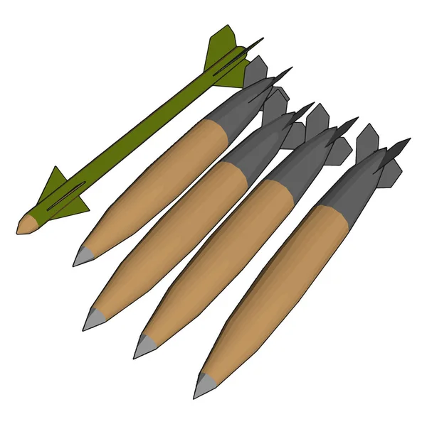 向量例证在各种各样的军队导弹的白色背景 — 图库矢量图片