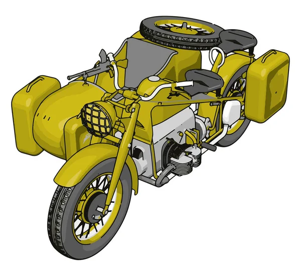 Illustration Vectorielle Sur Fond Blanc Une Moto Militaire Avec Side — Image vectorielle