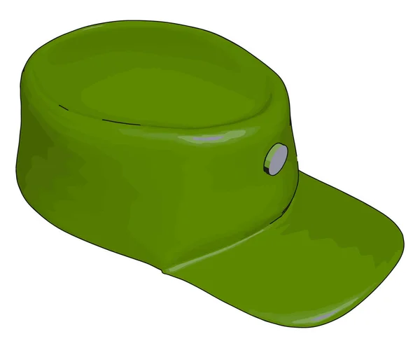 Illustration Vectorielle Sur Fond Blanc Une Casquette Militaire Verte — Image vectorielle