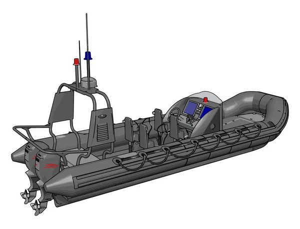 軍の膨脹可能なボートの白い背景の3D ベクトルイラスト — ストックベクタ