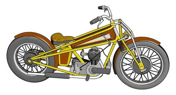 Hnědý Žlutý Ročník Sekáčku Motocyklu Bílém Pozadí — Stockový vektor
