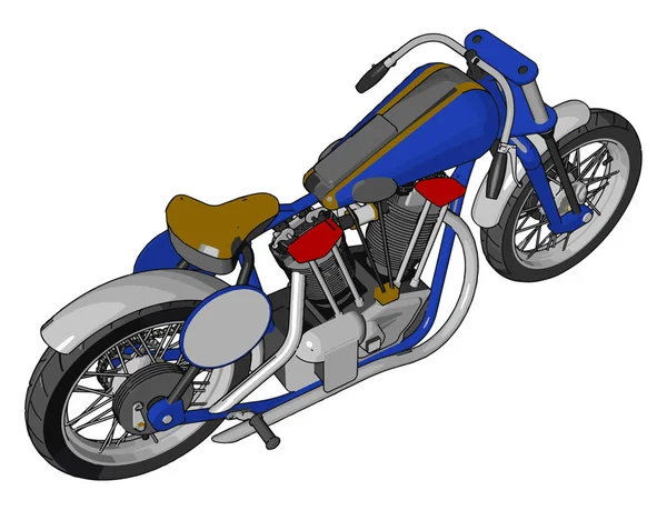 Illustration Vectorielle Moto Chopper Vintage Bleu Sur Fond Blanc — Image vectorielle