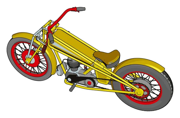 Red Amarelo Vintage Helicóptero Motocicleta Vetor Ilustração Fundo Branco —  Vetores de Stock