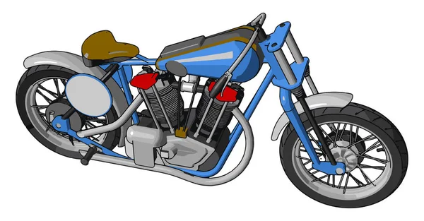 Illustration Vectorielle Moto Vintage Bleue Grise Sur Fond Blanc — Image vectorielle