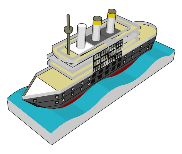 Ilustrace Vektorového Znázornění Námořního Křižníku Bílém Pozadí — Stockový vektor