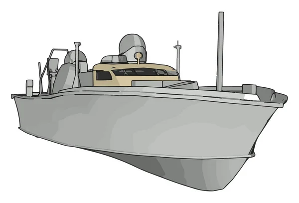 白い背景に白い陸軍の船のベクトルイラストの3D イラスト — ストックベクタ