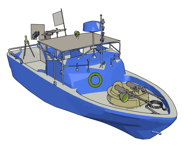 Иллюстрация Векторной Иллюстрации Синего Корабля Армии Белом Фоне — стоковый вектор