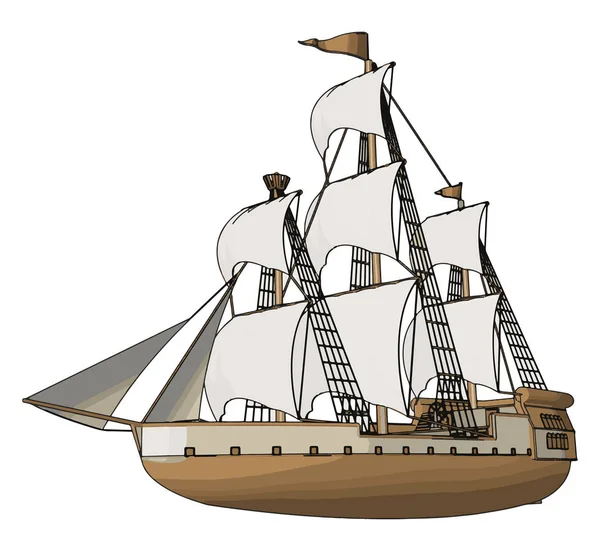 Einfache Vektor Illustration Eines Alten Segelschiffs Weißer Backgorund — Stockvektor