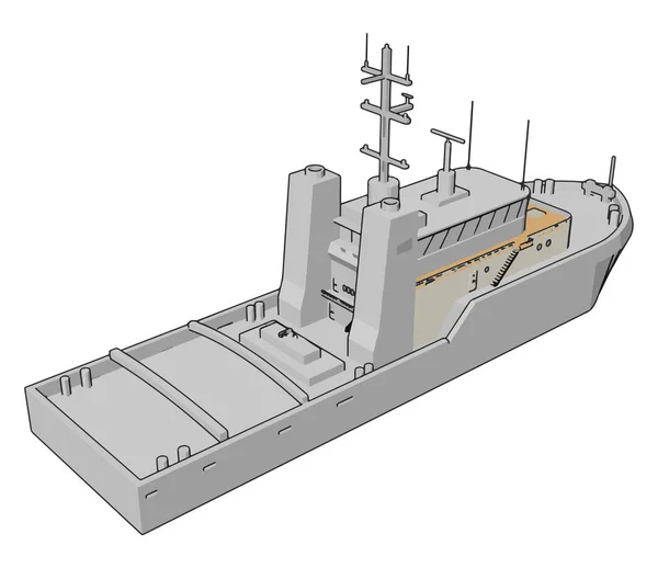 Ilustração Vetorial Simples Navio Batalha Marinha Branca Fundo Branco —  Vetores de Stock