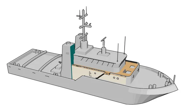 Proste Kreskówki Białym Navy Bitwa Statek Ilustracja Białym Tle — Wektor stockowy