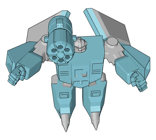 Grau Und Blau Roboter Vektor Illustration Weißer Hintergrund — Stockvektor