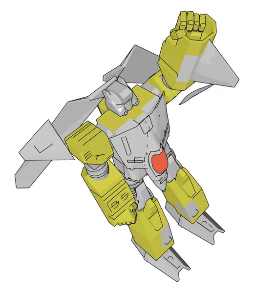 灰色和黄色机器人白色背景的向量例证 — 图库矢量图片