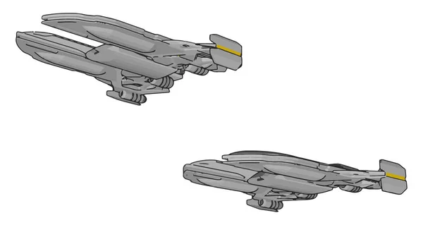 Vektor Illustration Auf Weißem Hintergrund Zweier Weißer Galaxienkreuzer — Stockvektor