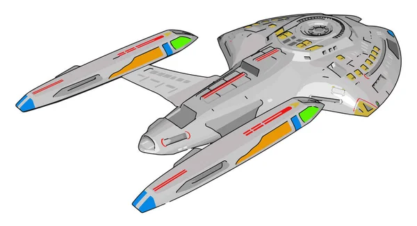 Fantasy Battle Cruiser Vektor Illustration Auf Weißem Hintergrund — Stockvektor