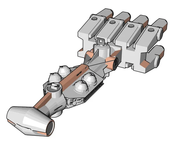 Bílé Béžové Fantazie Vesmírné Lodi Ilustrace Bílém Pozadí — Stockový vektor