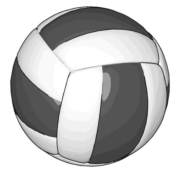 Svart Och Vit Volleyboll Boll Vektor Illustration Vit Bakgrund — Stock vektor
