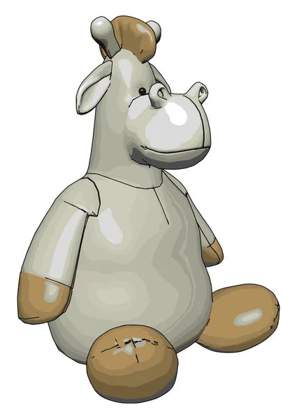 Brinquedo Recheado Hipopótamo Vetor Ilustração Fundo Branco — Vetor de Stock
