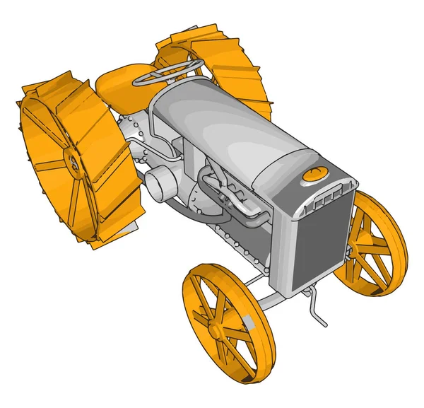 Illustrazione Vettoriale Trattore Grigio Giallo Sfondo Bianco — Vettoriale Stock