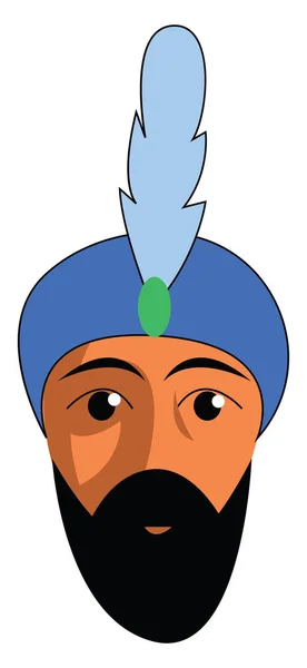 Arabski Człowiek Niebieskim Headcover Wektor Lub Kolor Ilustracji — Wektor stockowy
