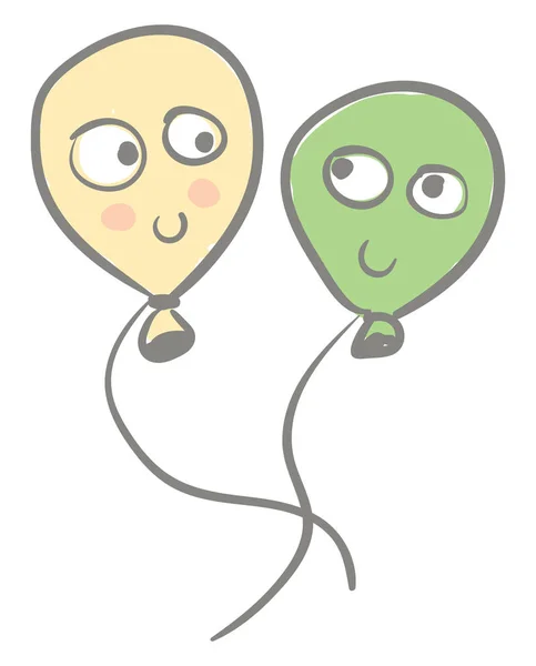 Two Balloons Looking Each Other Vector Color Illustration — Stock Vector