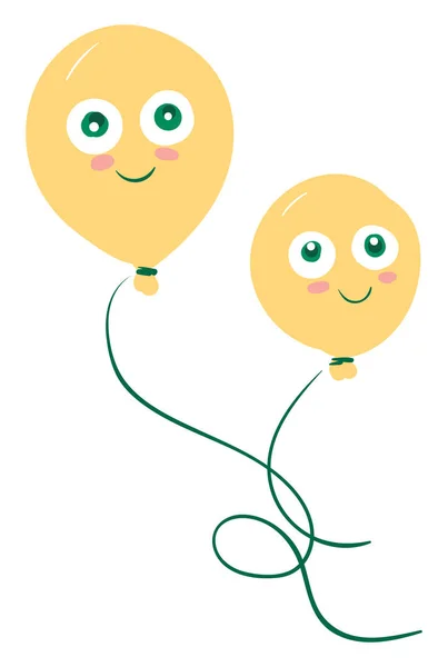 二个漂浮的黄色气球向量或颜色例证 — 图库矢量图片